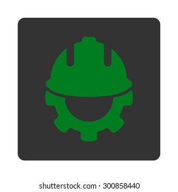 Development icon. Vector style is green and gray colors, flat rounded square button on a white background.