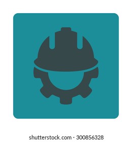 Development icon. Vector style is soft blue colors, flat rounded square button on a white background.