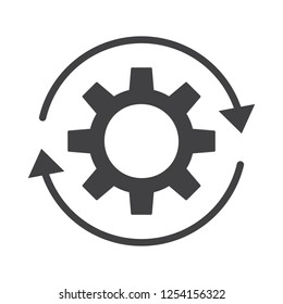 Development icon. Workflow process icon in flat style. Gear cog wheel with arrows vector illustration on white isolated background. Workflow business concept.