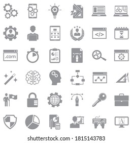 Development Icons. Gray Flat Design. Vector Illustration.
