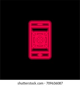 Development Icons red glowing neon ui ux icon. Glowing sign logo vector