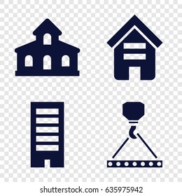 Development icons set. set of 4 development filled icons such as building