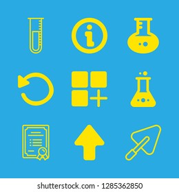 development icons set with up arrow, trowel and information in circular button vector set