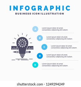Development, idea, bulb, pencil, scale Infographics Template for Website and Presentation. GLyph Gray icon with Blue infographic style vector illustration.