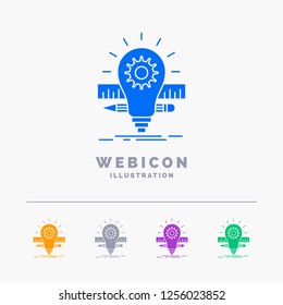 Development, idea, bulb, pencil, scale 5 Color Glyph Web Icon Template isolated on white. Vector illustration