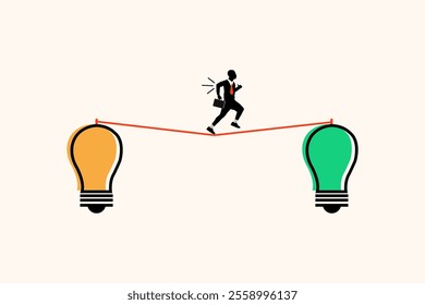 Development idea concept. businessmen cross to new ideas. Collage Art Vector illustration