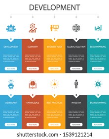 Development Infographic 10 option UI design.global solution, knowledge, investor, Brainstorming simple icons