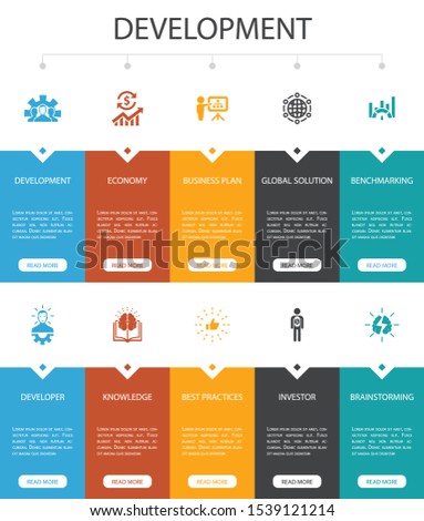 Development Infographic 10 option UI design.global solution, knowledge, investor, Brainstorming simple icons