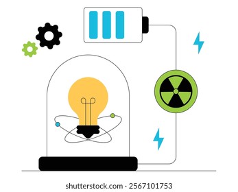 Development of innovation in renewable electrical energy with alternative energy as a backup, green energy vector illustration.