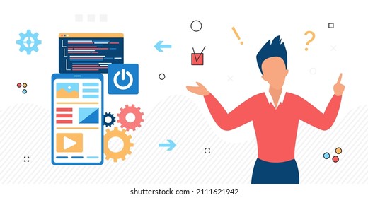 Development interface mobile application designer work. Optimizing user experience software engineering