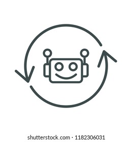 Development, introduction of robotics. Vector icon.