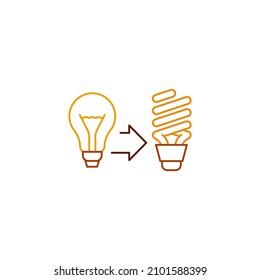 development light bulb line vector. Innovation in lamp indastry. Stock Vector illustration isolated on white background.