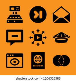 development, live, stop, coin, international and currency icon vector set. Flat vector design with filled icons. Designed for web and software interfaces
