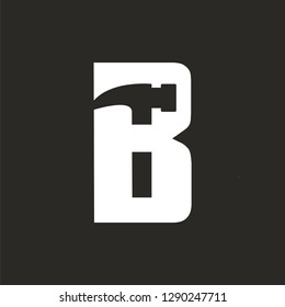 Development logo design with the letter B which is combined with a hammer. simple, modern design. Vector EPS 10