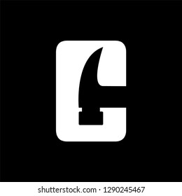 Development logo design with the letter C which is combined with a hammer. simple, modern design. Vector EPS 10