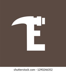 Development logo design with the letter E which is combined with a hammer. simple, modern design. Vector EPS 10