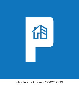 Development of logo design with the letter P combined with home and city. simple, modern design. EPS EPS 10