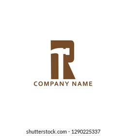 Development logo design with the letter R which is combined with a hammer. simple, modern design. Vector EPS 10