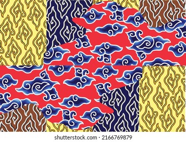 The development of the Mega Mendung motif, a typical Indonesian batik motif in West Java, curved line patterns with cloud objects, with various artistic developments and colo