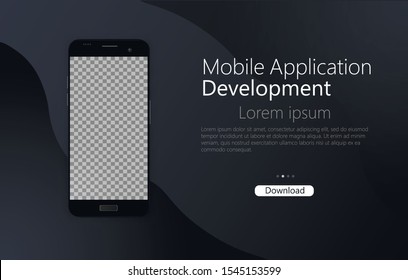 Development of a mobile application for creating a website design with a flat design and collaboration. Smartphone blank screen, phone layout. Template for infographic or presentation user interface