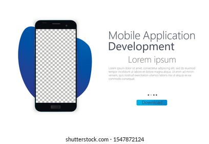 Development of a mobile application for creating a website design with a flat design and collaboration. Smartphone blank screen, phone layout. Template for infographic or presentation user interface