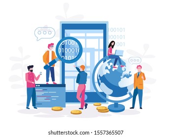 Development  mobile applications promoting travel packages, travel information app, QPS map on smartphone, Vector illustration for web banner, infographics, mobile.