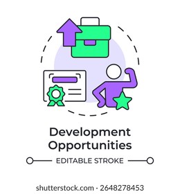 Development opportunities multi color concept icon. Employee growth, professional. Business career. Round shape line illustration. Abstract idea. Graphic design. Easy to use in article, blog post