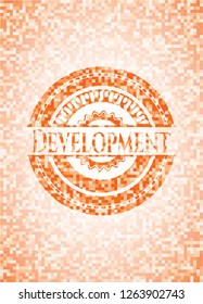 Development orange mosaic emblem with background