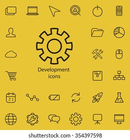 development outline, thin, flat, digital icon set for web and mobile