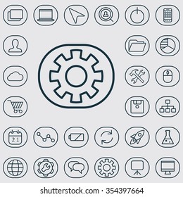 development outline, thin, flat, digital icon set for web and mobile