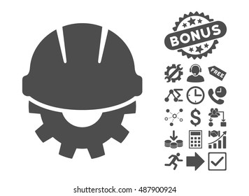 Development pictograph with bonus pictograph collection. Vector illustration style is flat iconic symbols, gray color, white background.