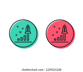 Development plan line icon. Launch Startup business sign. Innovation symbol. Positive and negative circle buttons concept. Good or bad symbols. Development plan Vector