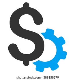 Development Price vector icon. Style is bicolor flat symbol, blue and gray colors, white background.