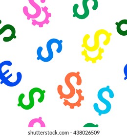Development Price vector seamless repeatable pattern. Style is flat development price and dollar symbols on a transparent background.
