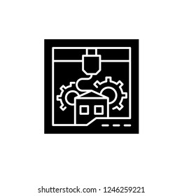 Development process black icon, vector sign on isolated background. Development process concept symbol, illustration 