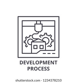 Development process line icon concept. Development process vector linear illustration, symbol, sign