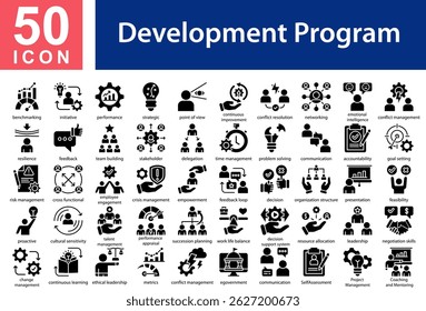 Development Program Icon Collection Set. Glyph Vector Style