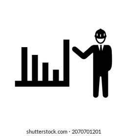 Development, progress icon. Black vector graphics.