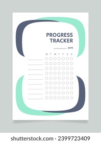 Development progress tracker worksheet design template. Printable goal setting sheet. Editable time management sample. Scheduling page for organizing personal tasks