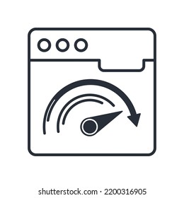 Development, promotion of the site, page. Vector linear icon isolated on white background.