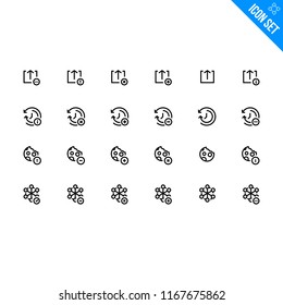 Development Related Icon set. Contains such Icons as Export, History, Cookie, Node. Vector Flat Icon Set in Line Style for Mobile application or Web site