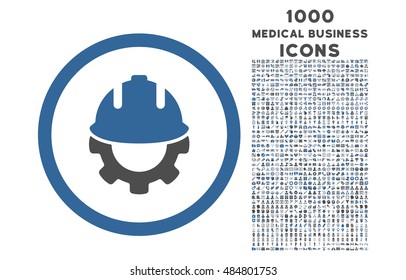 Development rounded vector bicolor icon with 1000 medical business icons. Set style is flat pictograms, cobalt and gray colors, white background.