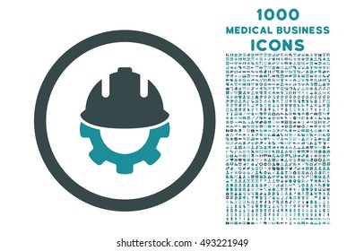 Development rounded vector bicolor icon with 1000 medical business icons. Set style is flat pictograms, soft blue colors, white background.
