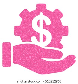 Development Service grainy textured icon for overlay watermark stamps. Flat symbol with unclean texture. Dotted vector pink ink rubber seal stamp with grunge design on a white background.