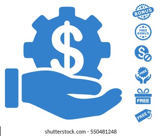 Development Service icon with free bonus icon set. Vector illustration style is flat iconic symbols, cobalt color, white background.