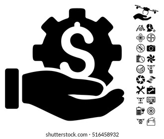 Development Service pictograph with bonus airdrone tools symbols. Vector illustration style is flat iconic symbols on white background.