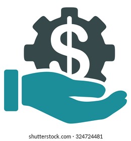 Development Service vector icon. Style is bicolor flat symbol, soft blue colors, rounded angles, white background.