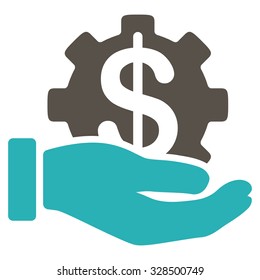 Development Service vector icon. Style is bicolor flat symbol, grey and cyan colors, rounded angles, white background.
