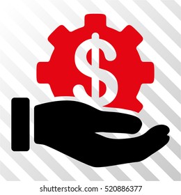 Development Service vector pictogram. Illustration style is flat iconic bicolor intensive red and black symbol on a hatched transparent background.