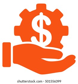 Development Service vector pictogram. Style is flat graphic symbol, orange color, white background.